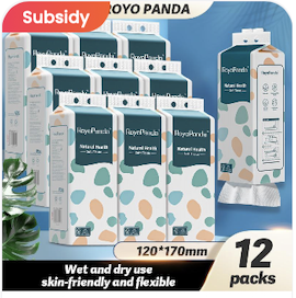 [12 PCS] ROYO PANDA Tisu Gantung Muka Tebal, Bamboo Pulp, Air Cushion Soft Tissue, Free Hook